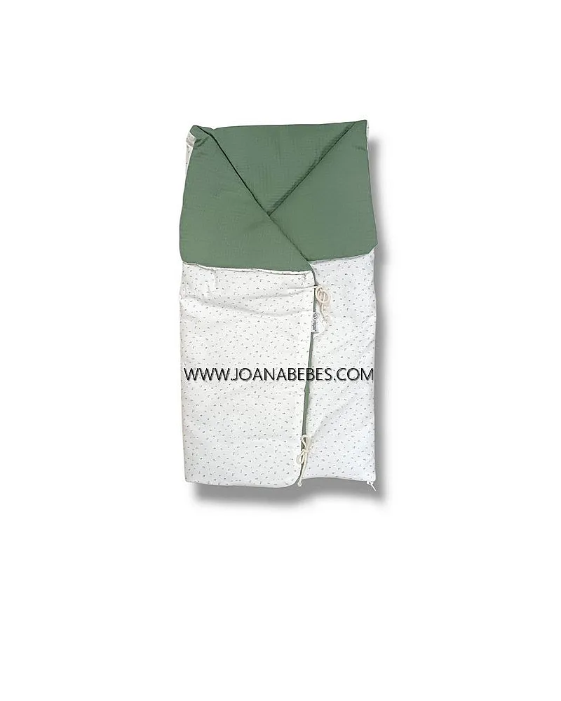 SACO MANTA REVERSIBLE FINO FLORECITAS VERDE