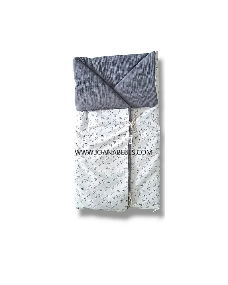 SACO MANTA REVERSIBLE FINO RAMILLETES GRIS