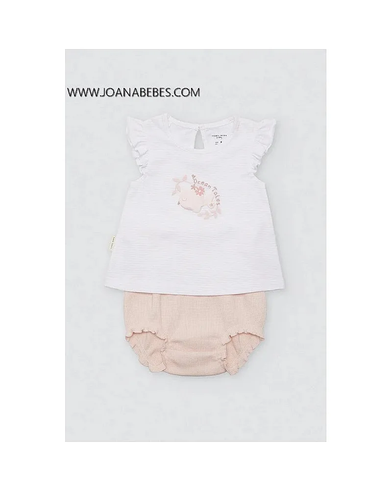 YSABEL MORA Conjunto de bebé corto sin mangas Ocean Tales rosa