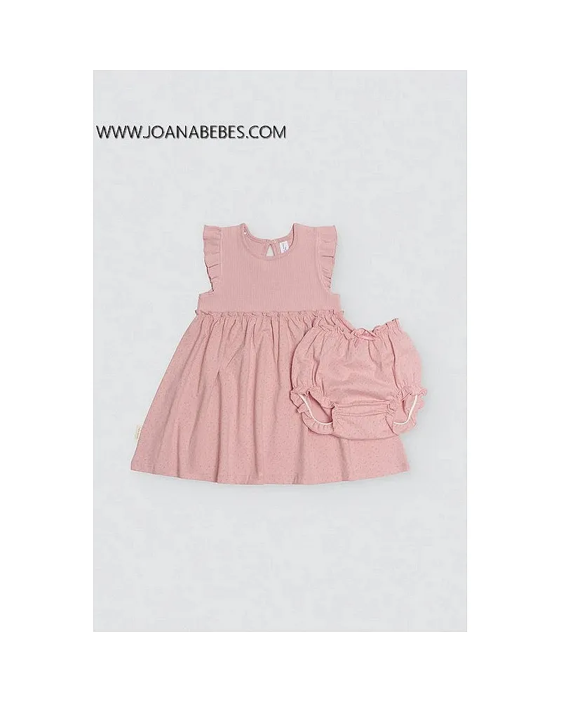 YSABEL MORA Vestido bebé sin mangas con cubrepañal rosa YSABEL MORA Vestido bebé sin mangas con cubrepañal rosa