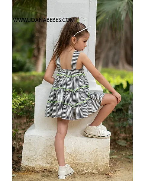 VERA VESTIDO VOLANTE RAYAS NEGRAS