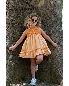 VERA VESTIDO LISO CON GARRUCHA NARANJA