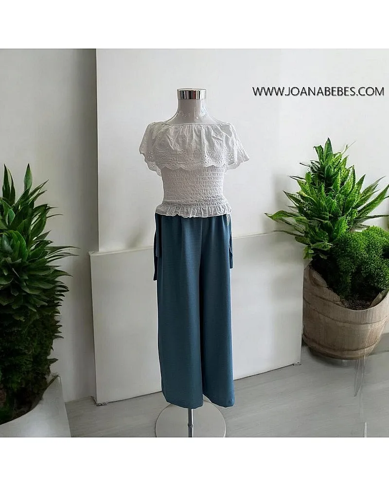 MON PETIT CONJUNTO TOP ELASTICO Y PANTALON PALAZO MON PETIT CONJUNTO TOP ELASTICO Y PANTALON PALAZO