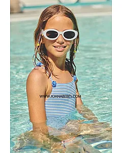 YSABEL MORA Bañador niña estampado rayas azules con textura 95127