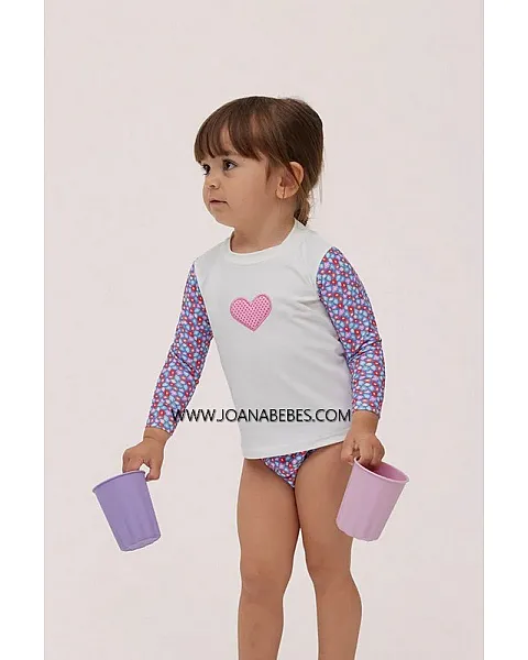 YSABEL MORA Camiseta de baño infantil manga larga pequeñas flores 97051