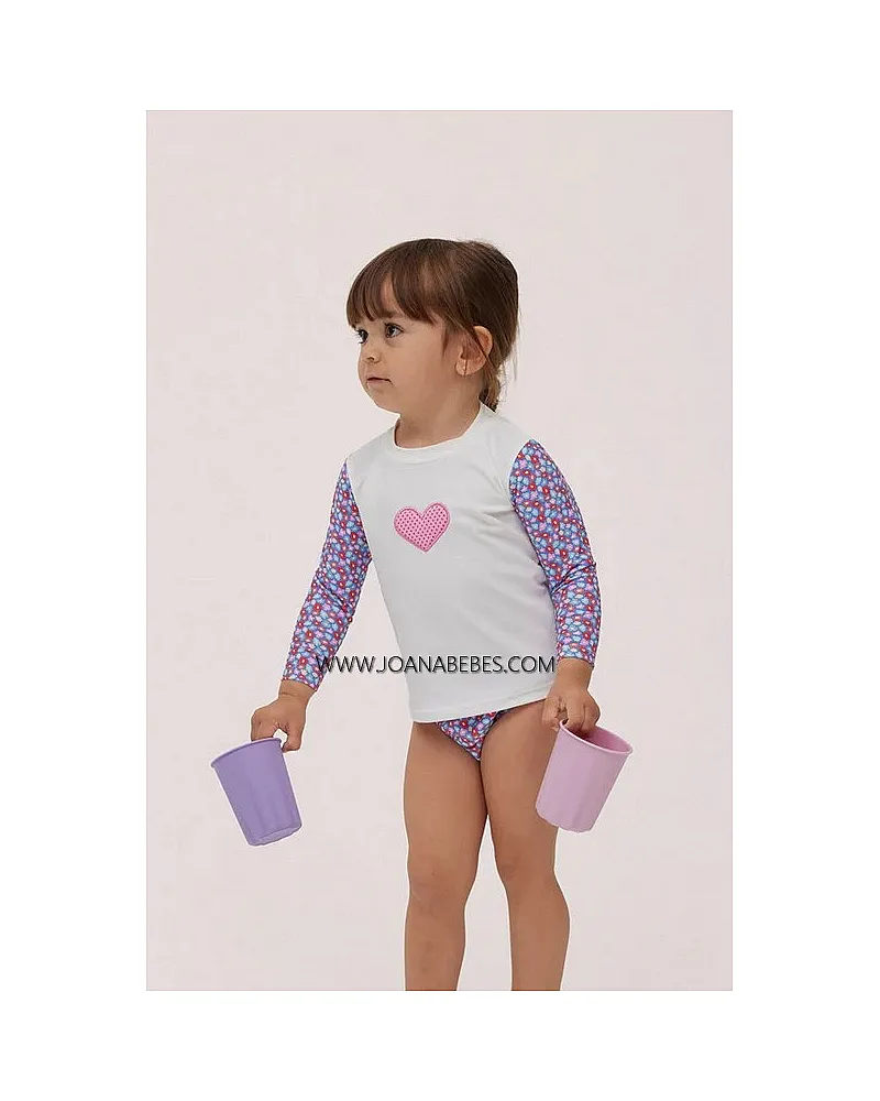 YSABEL MORA Camiseta de baño infantil manga larga pequeñas flores 97051