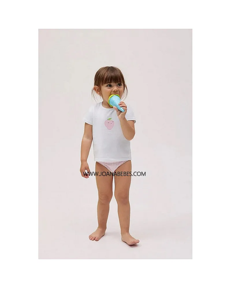YSABEL MORA Set bebé bañador culetín vichy rosa y camiseta