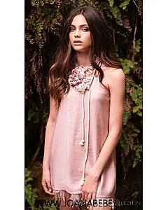 Vestido Raso Tirante Fino Plumas Eunoia 5012 Bella