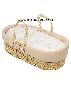 capazo de mimbre para bebé con ropa de algodón NOE Bimbi