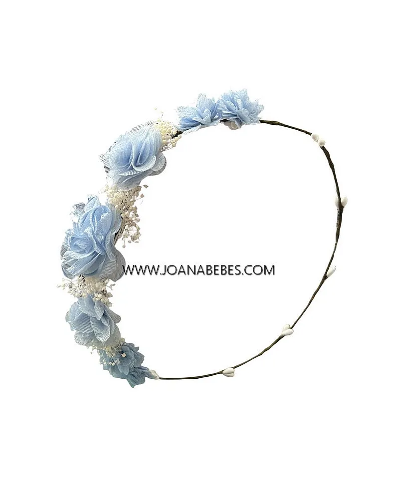 Corona azul rosas bambula glitter
