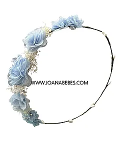 Corona azul rosas bambula glitter
