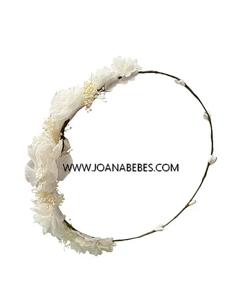 Corona blanca rosas bambula glitter