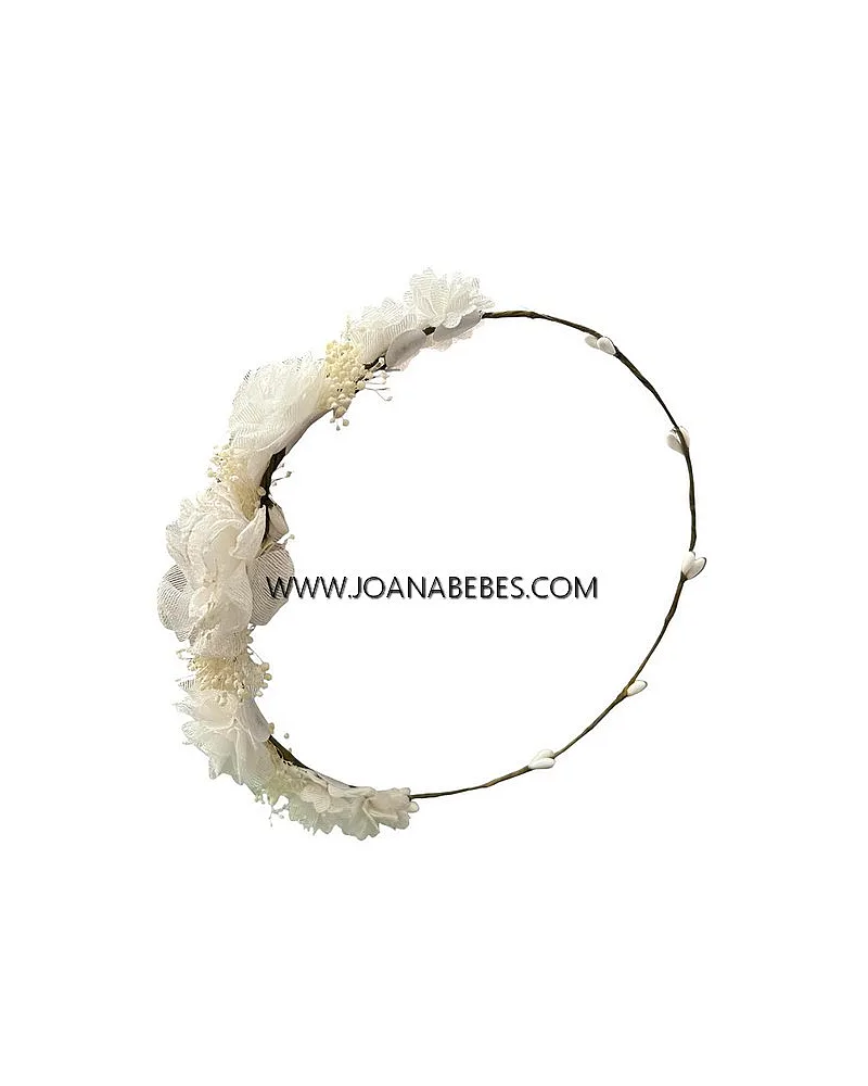 Corona blanca rosas bambula glitter