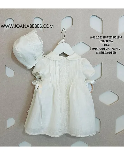 VESTIDO LINO CON CAPOTA LORZAS CRUDO