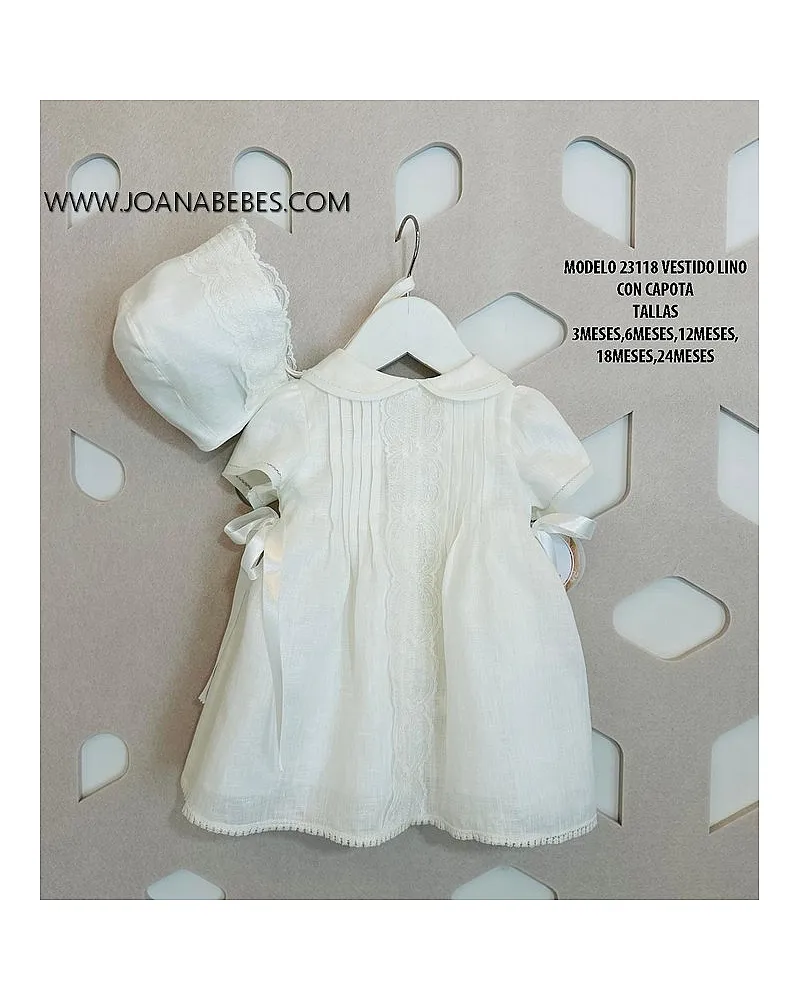 VESTIDO LINO CON CAPOTA LORZAS CRUDO