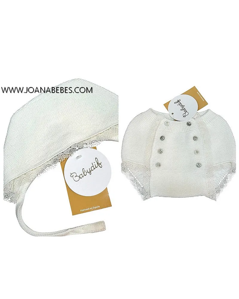 BABYDIF CONJUNTO GORRO Y BRAGUITA CRUDO