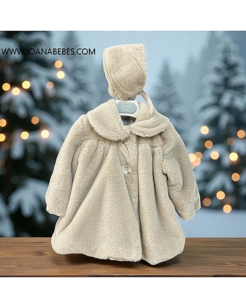 YOEDU ABRIGO PELO CON CAPOTA BEIG OSCURO