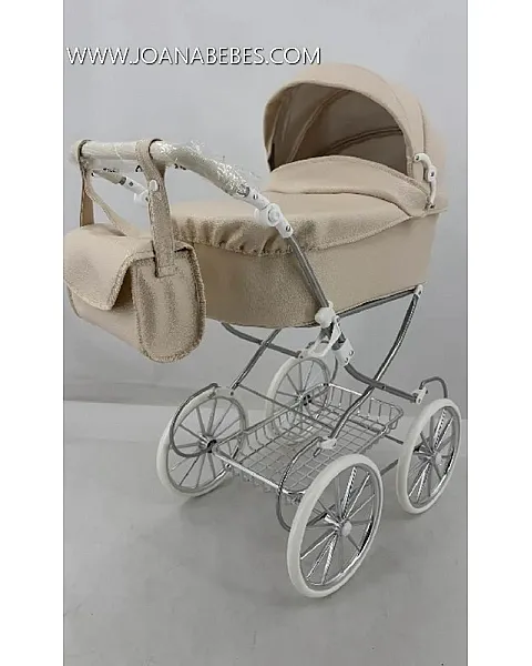 COCHE DE MUÑECAS POLIPIEL CREMA