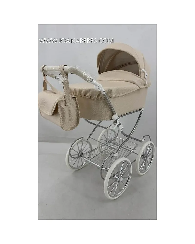 COCHE DE MUÑECAS POLIPIEL CREMA