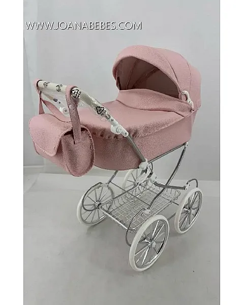 COCHE DE MUÑECAS POLIPIEL ROSA