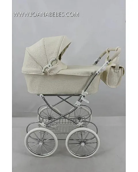 COCHE DE MUÑECAS POLIPIEL BLANCO