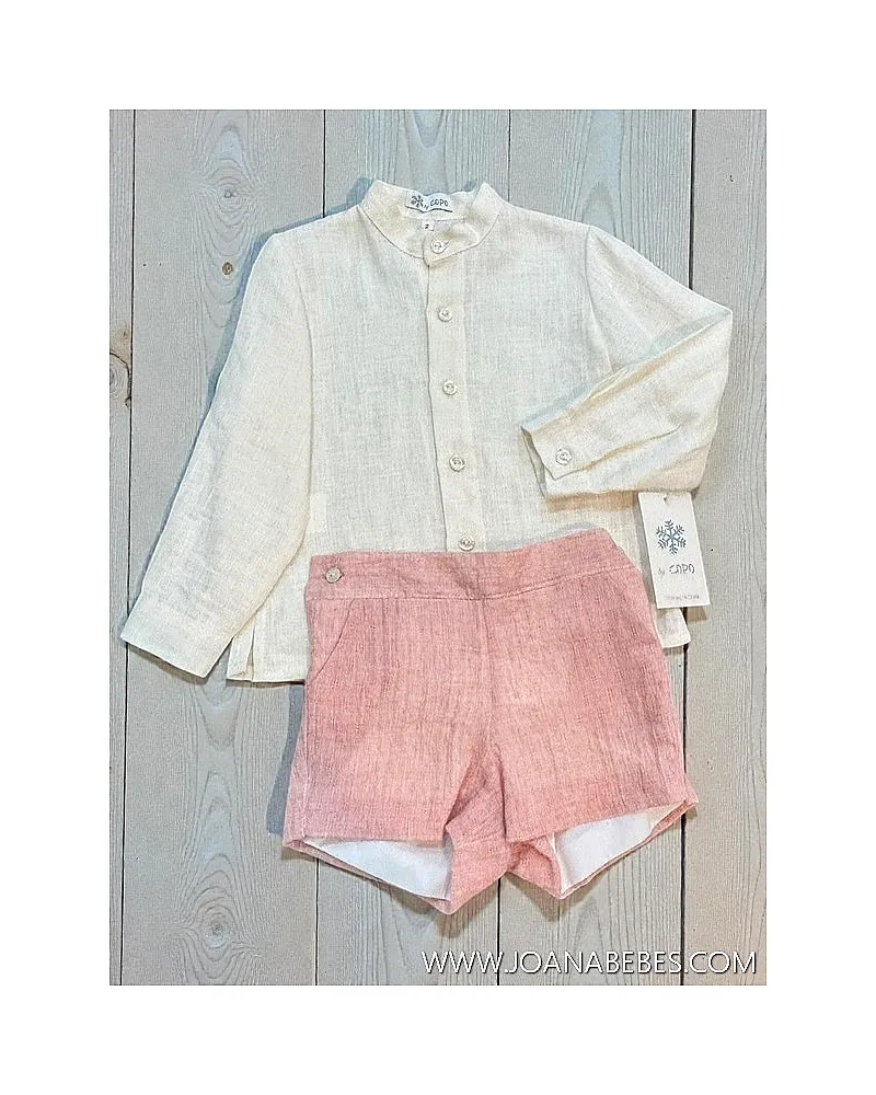 CAMISA Y BERMUDA ROSA EMPOLVADO